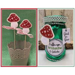 Stickdatei ITH - Glücksbringer Pilz Anhänger & Stecker